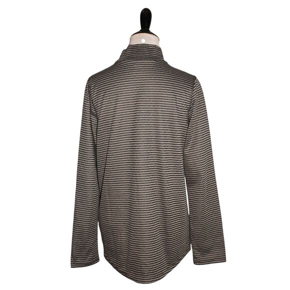 CHICO'S ZENERGY NEW $60 Striped‎ Mock Neck Tunic Slate Heather Gray 0 / Small - Picture 2 of 3